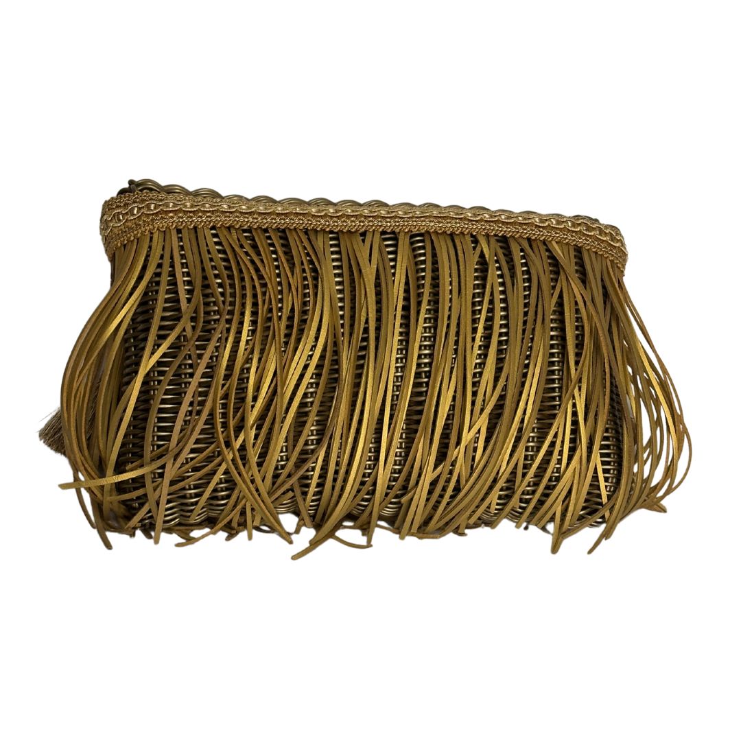 Bolsa Fringe Clutch Dorada Flecos dorados y borlas doradas