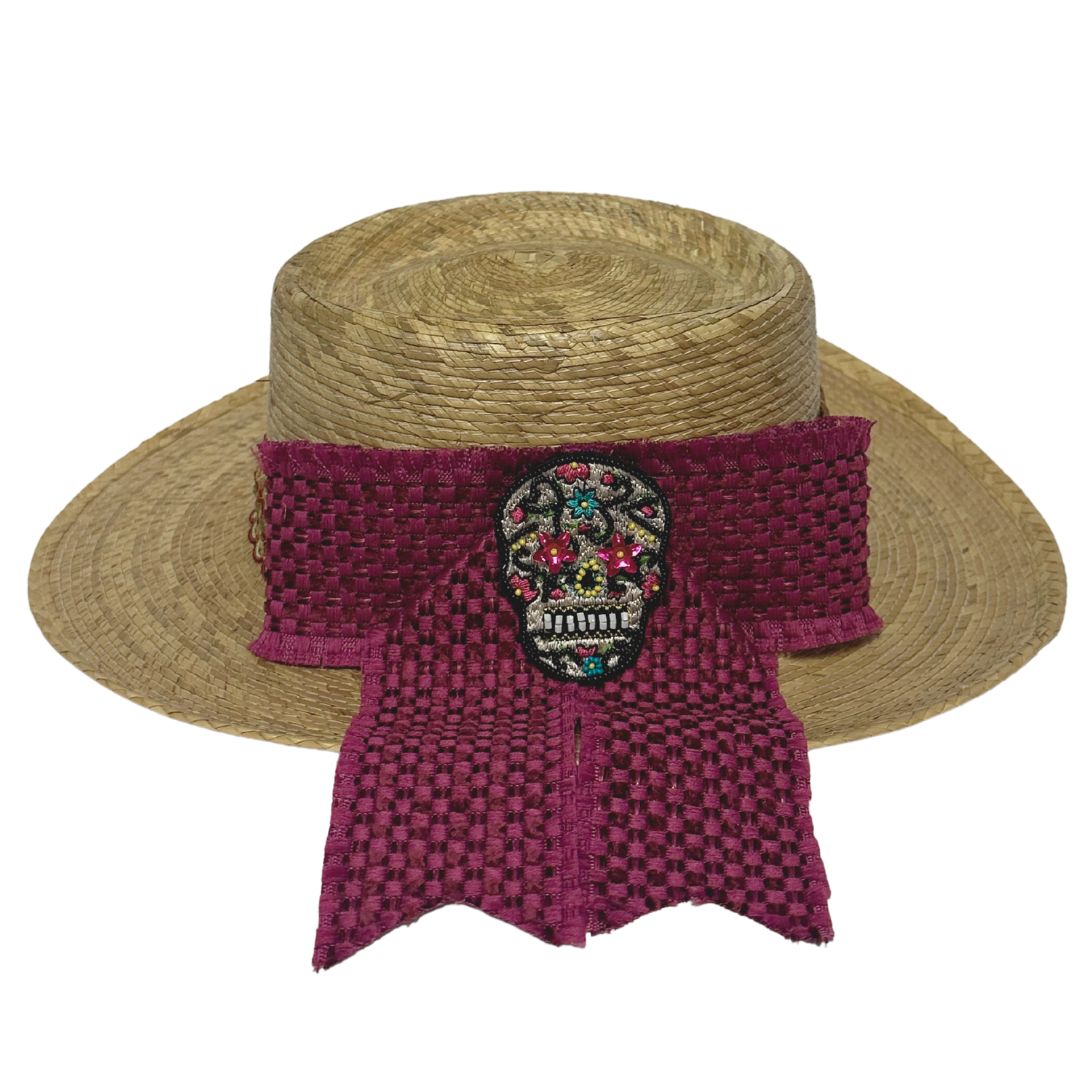 Sombrero de Playa con Lston Rosa y Calavera