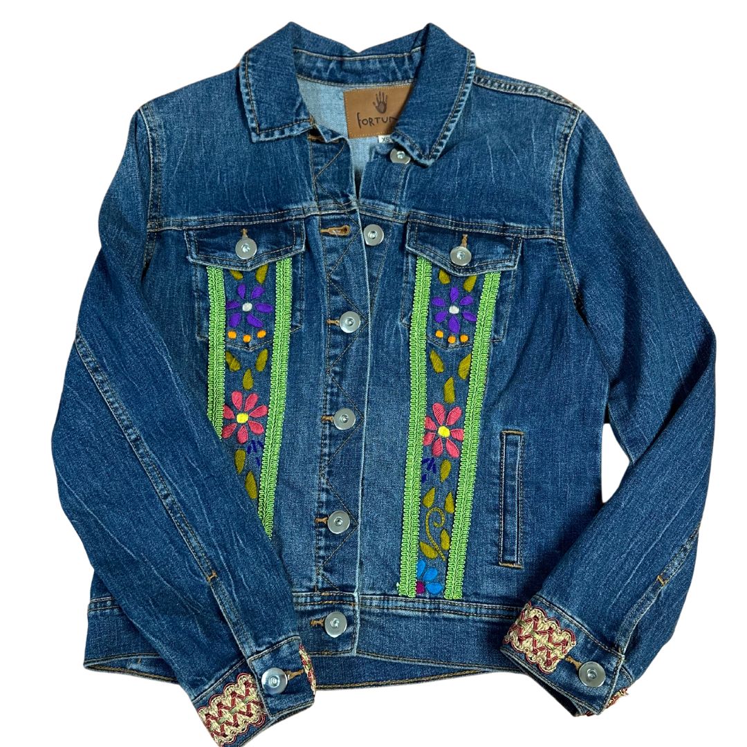 Chamarra flores artesanal Bordada con Pasamanería - EXTRA CHICA