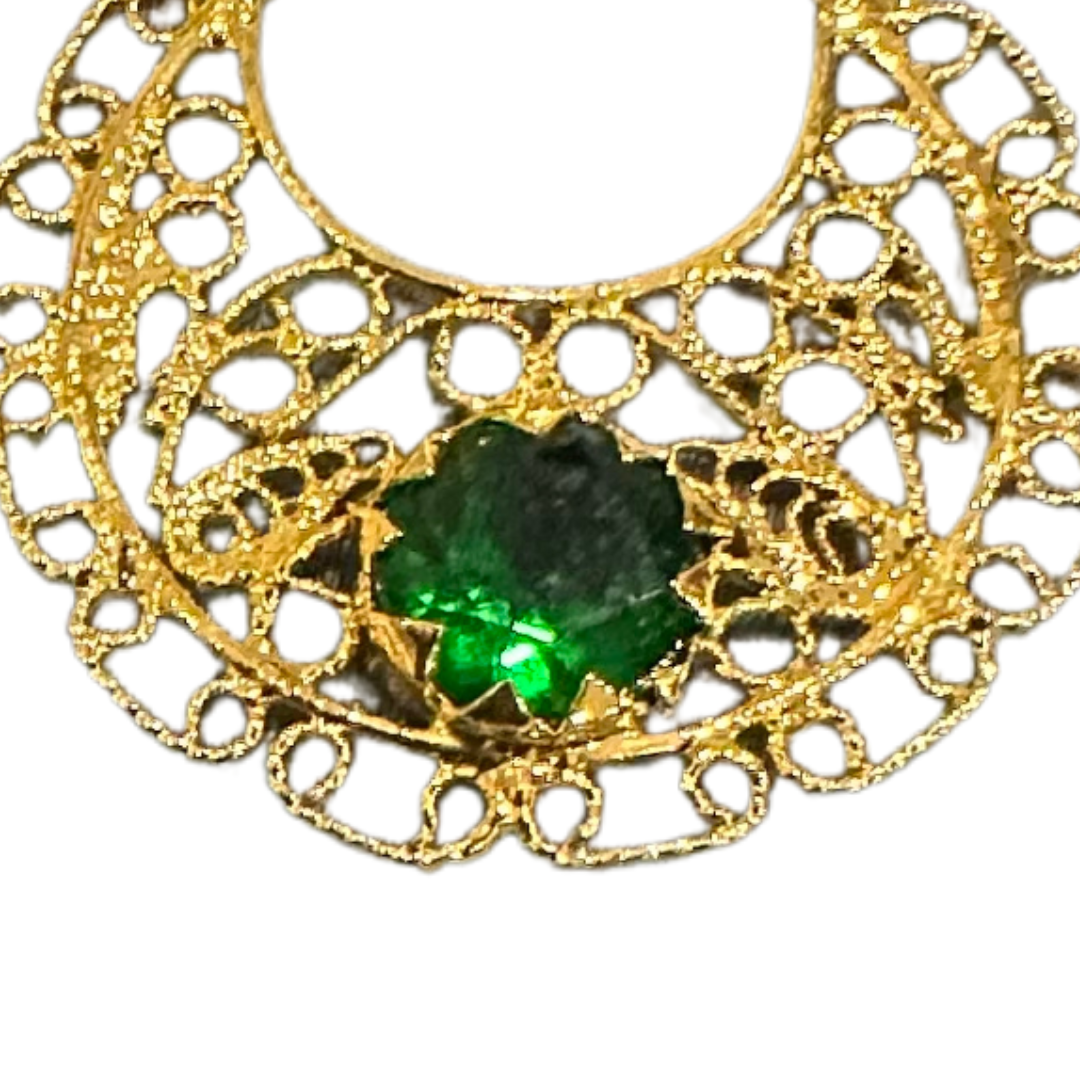 Pendientes de Filigrana con Piedra Verde