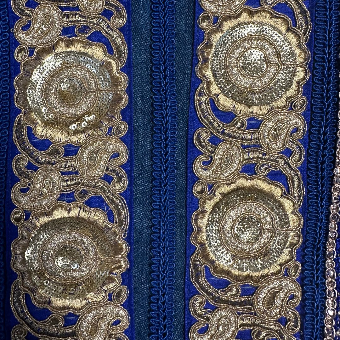 Chaleco con Bordado Hindu Azul-Dorado- MEDIANO