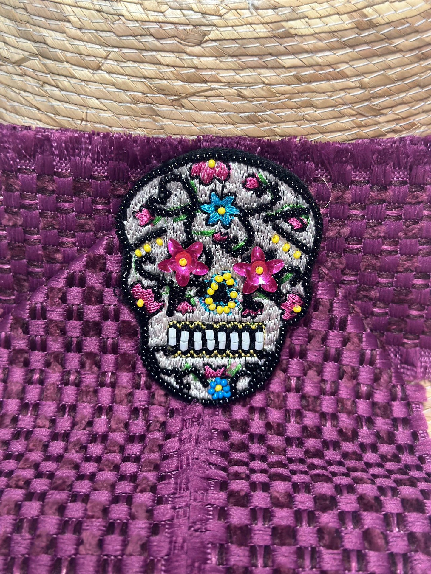 Sombrero de Playa con Lston Rosa y Calavera