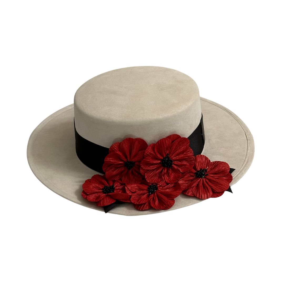 Sombrero Cordobés Blanco Flores Rojas Edicion Limitada