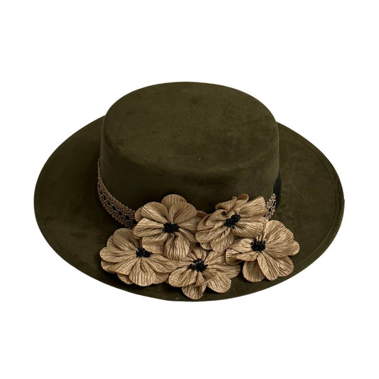Sombrero Cordobés Verde flores Beige edicion Limitada