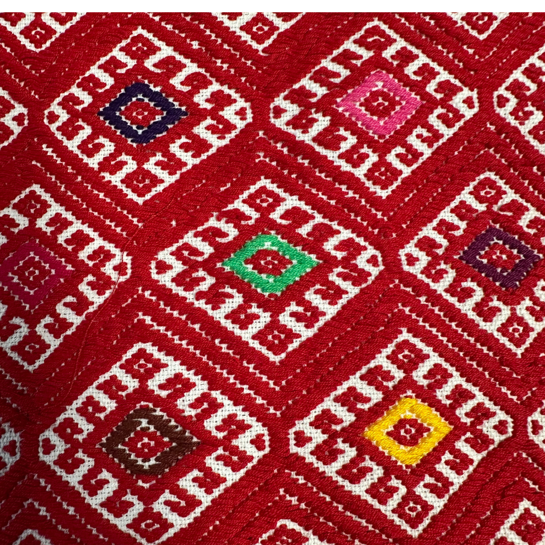 Chamarra Con  Bordados  Textil Mexicano Rojo - CHICA