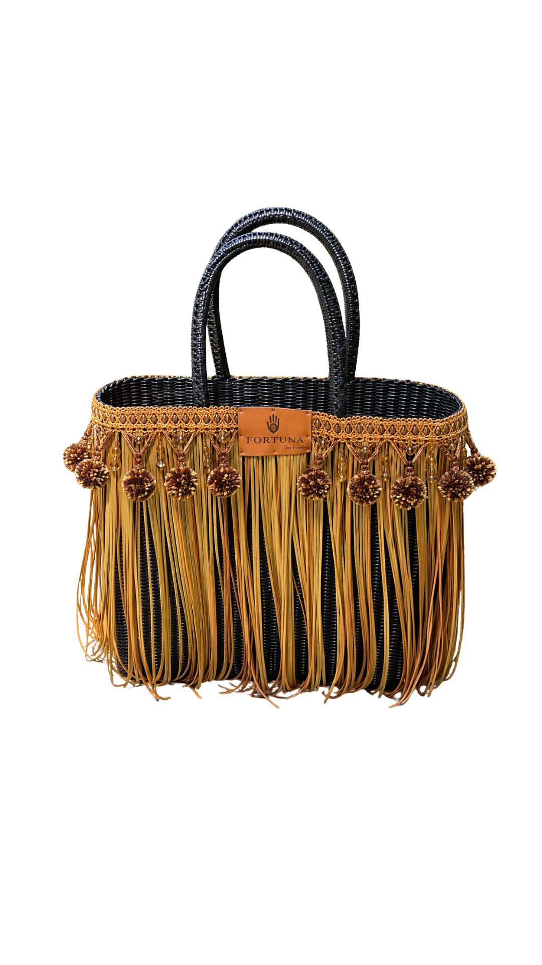 Bolsa  Fringe Negra Flecos Dorados/ Fortuna by Fisella