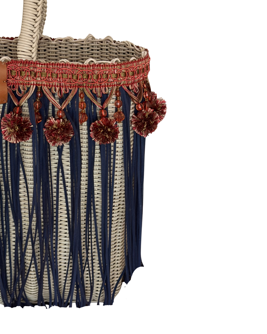 Bolsa Fringe Mediana  flecos Azules y Pompones / Fortuna by Fisella