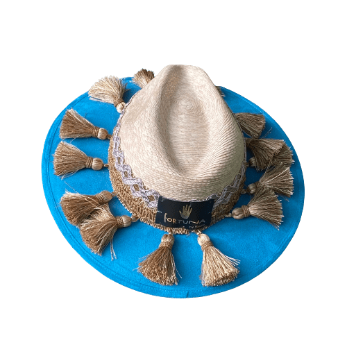 Sombrero Edición Limitada Suede Turquesa y Palma