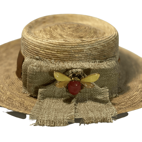 Sombrero Palma Bow Beige Abeja