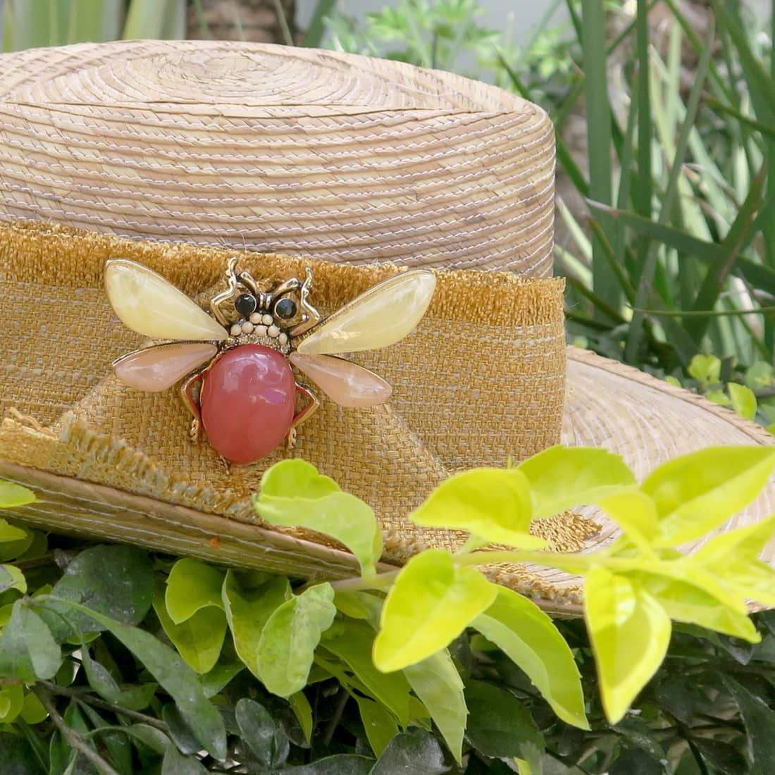 Sombrero Palma Bow Amarillo - Abeja
