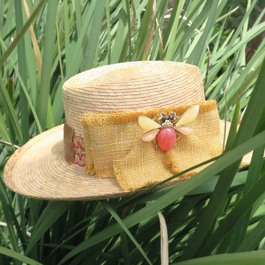 Sombrero Palma Bow Amarillo - Abeja
